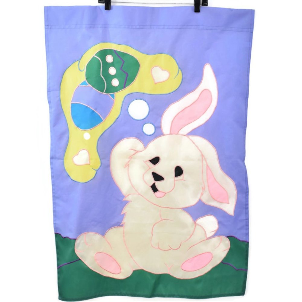 Easter Bunny Spring Garden House Flag Decoration Purple Multi-Colored Large 40"